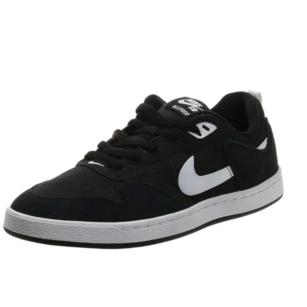 NEW Nike SB Men's Alleyoop Suede Skateboarding Shoe, Black/White/Black, 11.5
